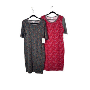 Lot of 2 LuLaRoe Julia Dress Retired Style Floral and Geo Print Size XL (16-18)